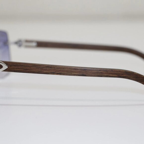 Cartier C Decor Wood Rimless Sunglasses Silver purple Gradient - Picture 3 of 13
